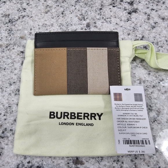 Burberry Sandon Canvas Check Leather Slim Card Case Wallet - Picture 2 of 2